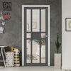 Handmade Eco-Urban Tromso 8 Pane 1 Panel Solid Wood Internal Door UK Made DD6402G Clear Glass - Eco-Urban® Stormy Grey Premium Primed