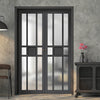 Eco-Urban Tromso 8 Pane 1 Panel Solid Wood Internal Door Pair UK Made DD6402SG Frosted Glass - Eco-Urban® Stormy Grey Premium Primed