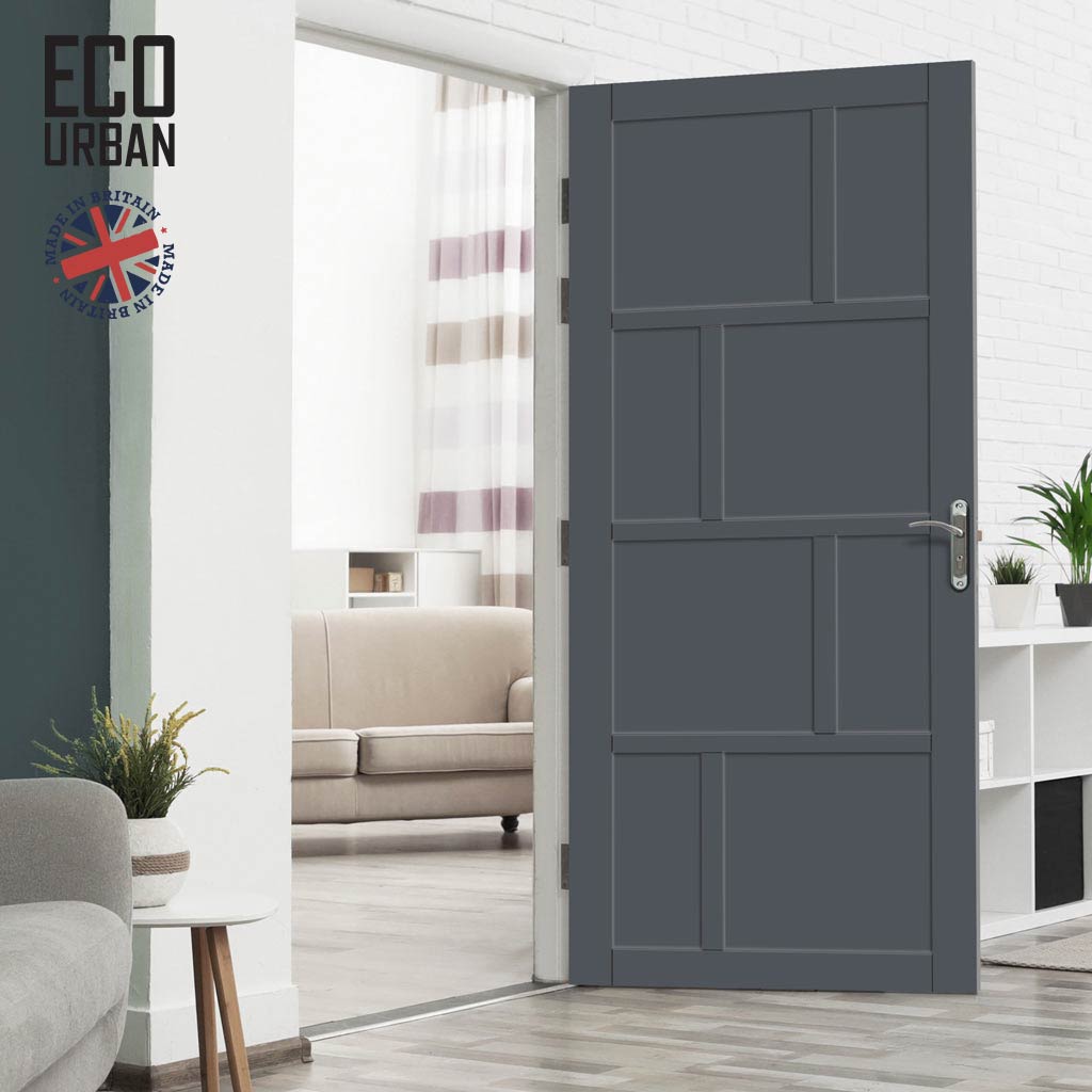 Handmade Eco-Urban Kochi 8 Panel Door DD6415 - Dark Grey Premium Primed