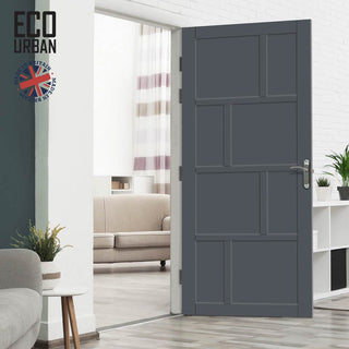 Image: Kochi 8 Panel Solid Wood Internal Door UK Made DD6415 - Eco-Urban® Stormy Grey Premium Primed