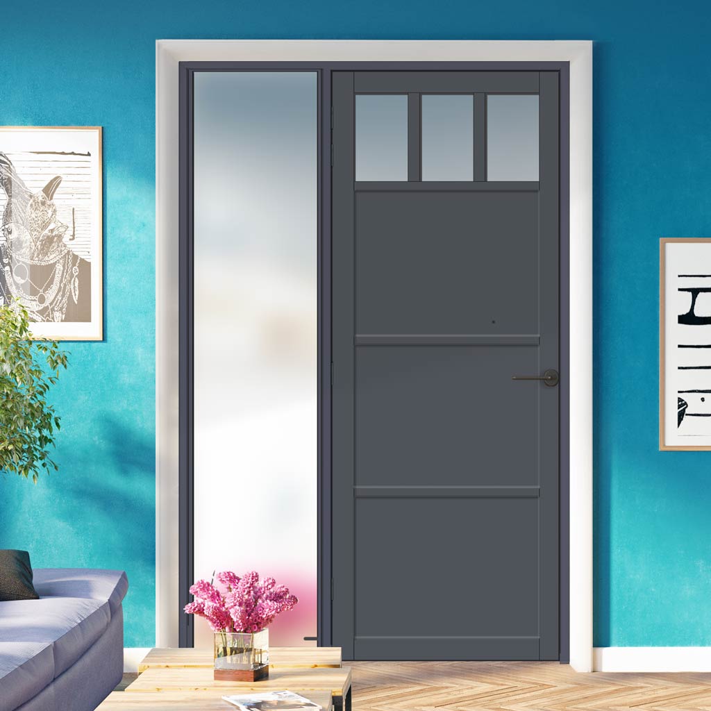 Bespoke Room Divider - Eco-Urban® Lagos Door DD6427F - Frosted Glass with Full Glass Side - Premium Primed - Colour & Size Options