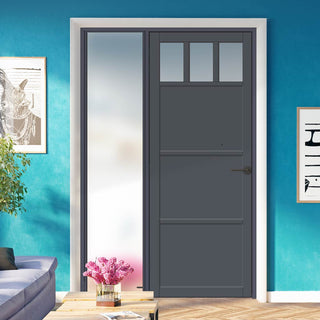Image: Bespoke Room Divider - Eco-Urban® Lagos Door DD6427F - Frosted Glass with Full Glass Side - Premium Primed - Colour & Size Options