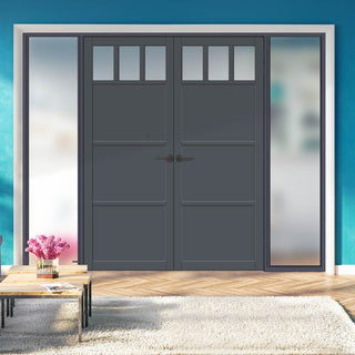 Image: Room Divider - Handmade Eco-Urban® Lagos with Two Sides DD6427F - Frosted Glass - Premium Primed - Colour & Size Options