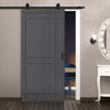 Top Mounted Black Sliding Track & Solid Wood Door - Eco-Urban® Leith 9 Panel Solid Wood Door DD6316 - Stormy Grey Premium Primed