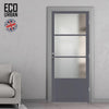 Handmade Eco-Urban Staten 3 Pane 1 Panel Solid Wood Internal Door UK Made DD6310SG - Frosted Glass - Eco-Urban® Stormy Grey Premium Primed