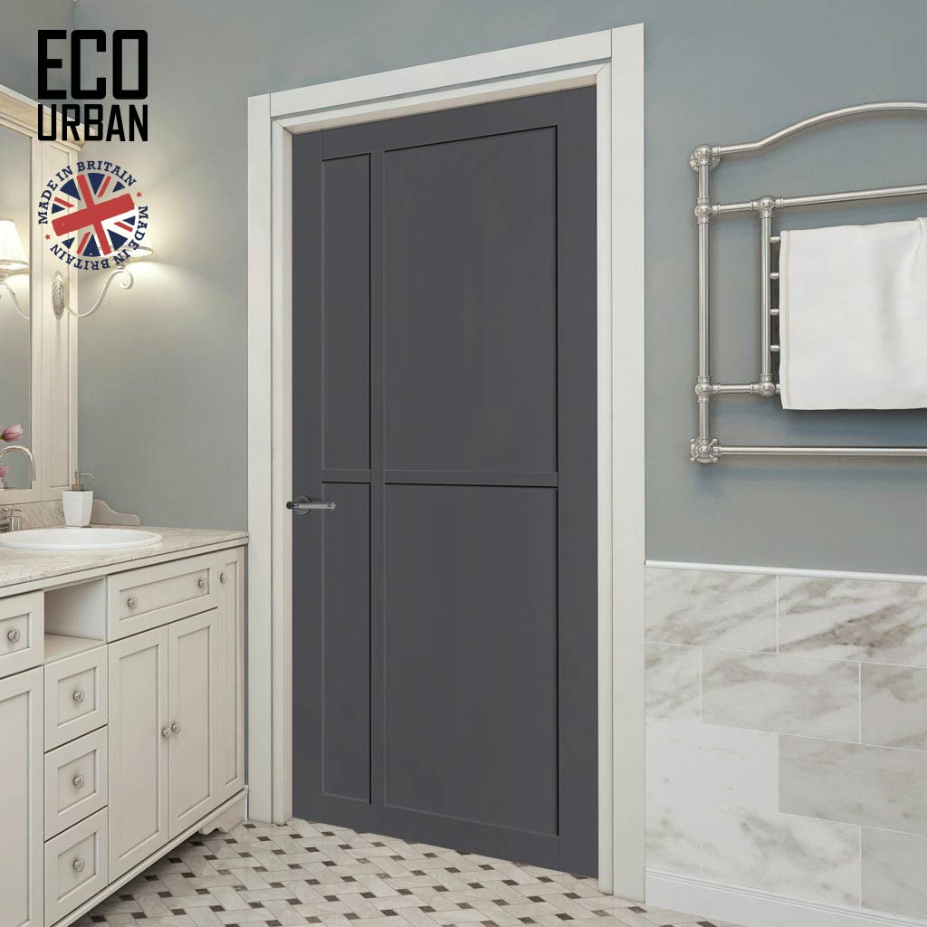Marfa 4 Panel Solid Wood Internal Door UK Made DD6313 - Eco-Urban® Stormy Grey Premium Primed