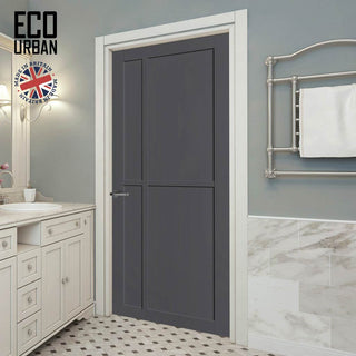 Image: Marfa 4 Panel Solid Wood Internal Door UK Made DD6313 - Eco-Urban® Stormy Grey Premium Primed