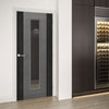 Bespoke Fire Door - Flush Dark Grey Panel - American Light Grey Ash Veneer - 30 Minute Fire Rated - Clear Glass - 10 - Prefinished