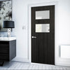 Bespoke Fire Door - Flush American Dark Grey Ash Veneer - 30 Minute Fire Rated - Clear Glass - 02 - Prefinished