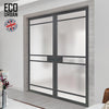 Eco-Urban Sheffield 5 Pane Solid Wood Internal Door Pair UK Made DD6312SG - Frosted Glass - Eco-Urban® Stormy Grey Premium Primed