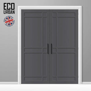 Image: Leith 9 Panel Solid Wood Internal Door Pair UK Made DD6316  - Eco-Urban® Stormy Grey Premium Primed