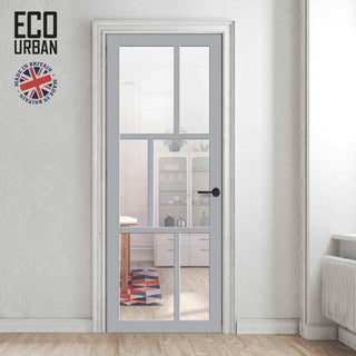 Image: Handmade Eco-Urban Milan 6 Pane Solid Wood Internal Door UK Made DD6422G Clear Glass - Eco-Urban® Mist Grey Premium Primed