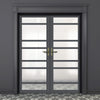 Handmade Eco-Urban Metropolitan 7 Pane Door Pair DD6405SG Frosted Glass - Dark Grey Premium Primed