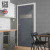 Handmade Eco-Urban Orkney 1 Pane 2 Panel Solid Wood Internal Door UK Made DD6403G Clear Glass - Eco-Urban® Stormy Grey Premium Primed