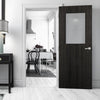 Bespoke Fire Door - Flush American Dark Grey Ash Veneer - 30 Minute Fire Rated - Clear Glass - 01 - Prefinished