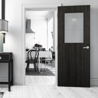 Bespoke Fire Door - Flush American Dark Grey Ash Veneer - 30 Minute Fire Rated - Clear Glass - 01 - Prefinished