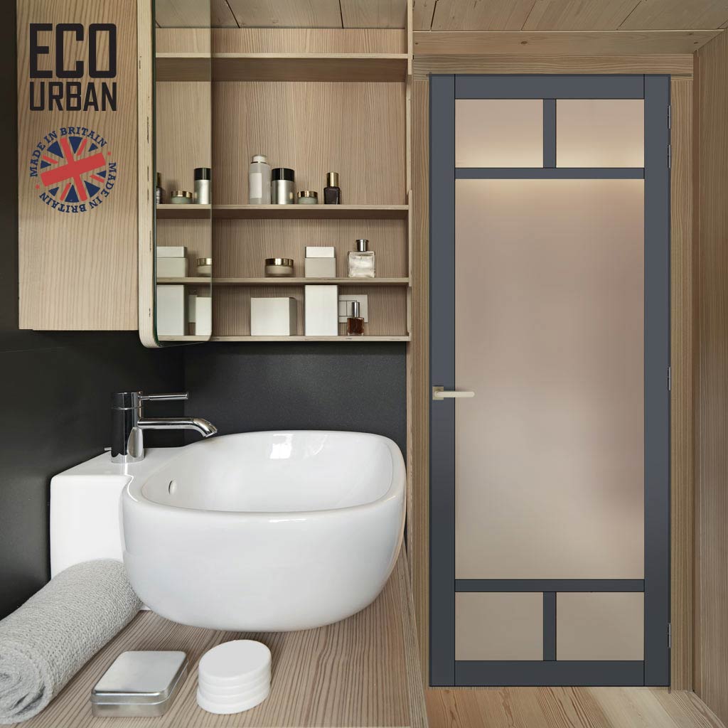 Handmade Eco-Urban Sydney 5 Pane Solid Wood Internal Door UK Made DD6417SG Frosted Glass - Eco-Urban® Stormy Grey Premium Primed