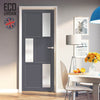 Handmade Eco-Urban Tokyo 3 Pane 3 Panel Solid Wood Internal Door UK Made DD6423SG Frosted Glass - Eco-Urban® Stormy Grey Premium Primed