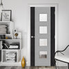 Bespoke Door - Flush Dark Grey Panel - American Light Grey Ash Veneer - Clear Glass - 09 - Prefinished