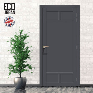 Image: Sydney 5 Panel Solid Wood Internal Door UK Made DD6417 - Eco-Urban® Stormy Grey Premium Primed