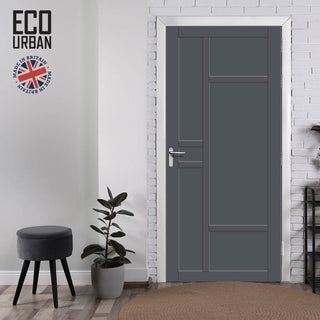 Image: Isla 6 Panel Solid Wood Internal Door UK Made DD6429 - Eco-Urban® Stormy Grey Premium Primed