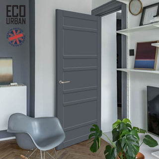 Image: Metropolitan 7 Panel Solid Wood Internal Door UK Made DD6405 - Eco-Urban® Stormy Grey Premium Primed