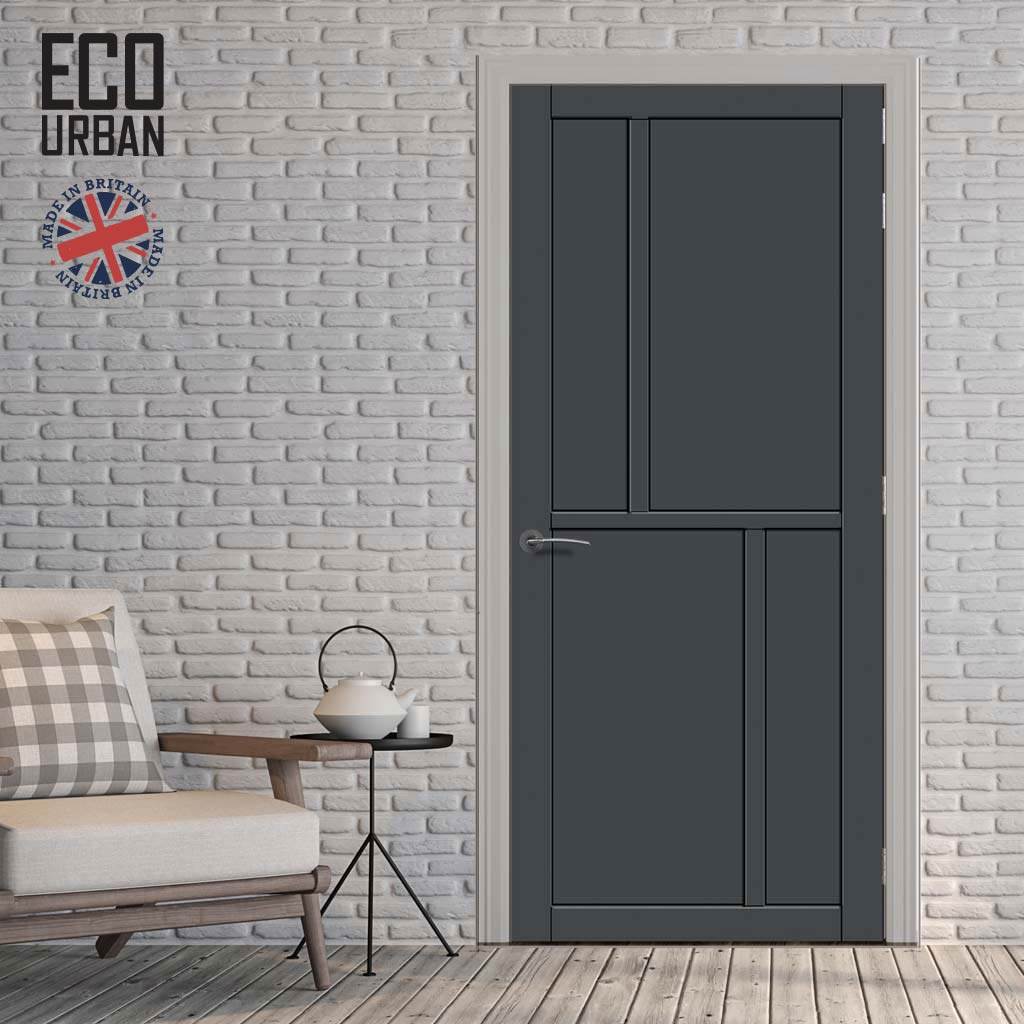 Hampton 4 Panel Solid Wood Internal Door UK Made DD6413 - Eco-Urban® Stormy Grey Premium Primed