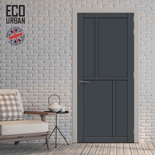 Image: Hampton 4 Panel Solid Wood Internal Door UK Made DD6413 - Eco-Urban® Stormy Grey Premium Primed