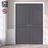 Glasgow 6 Panel Solid Wood Internal Door Pair UK Made DD6314  - Eco-Urban® Stormy Grey Premium Primed