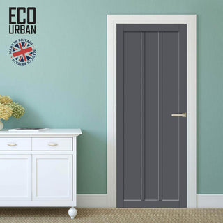 Image: Cornwall 3 Panel Solid Wood Internal Door UK Made DD6404 - Eco-Urban® Stormy Grey Premium Primed