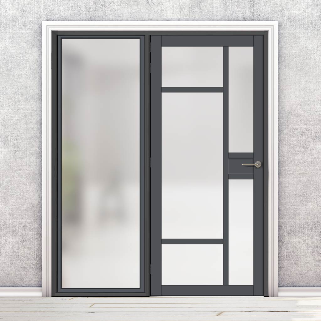 Bespoke Room Divider - Eco-Urban® Jura Door DD6431F - Frosted Glass with Full Glass Side - Premium Primed - Colour & Size Options
