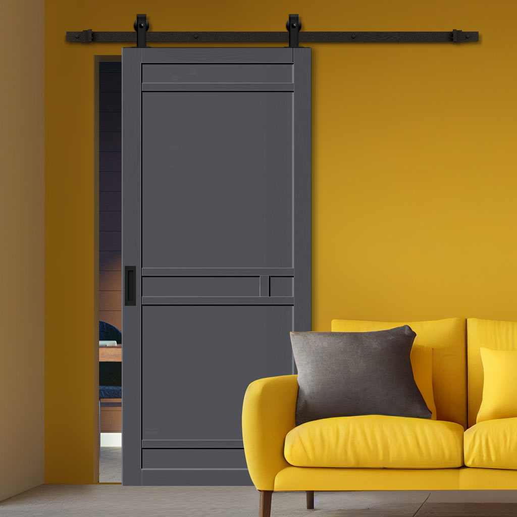 Bespoke Top Mounted Sliding Track & Solid Wood Door - Eco-Urban® Sheffield 5 Panel Door DD6312 - Premium Primed Colour Options