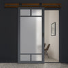 Bespoke Top Mounted Sliding Track & Door - Handcrafted Eco-Urban® Sydney 5 Pane Door DD6417SG Frosted Glass - Premium Primed Colour Options