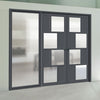 Bespoke Room Divider - Eco-Urban® Cusco Eco-Urban® Door Pair DD6416F - Frosted Glass with Full Glass Side - Premium Primed - Colour & Size Options