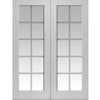 J B Kind Decca White Primed Door Pair - Etched Lines on Clear Glass