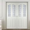 Swept Top Internal PVC Door Pair - Brechin Andromeda Bevel Glass and Leadwork