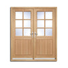 Cottage 6 Pane Oak Double Door and Frame Set - Clear Double Glazing