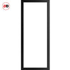 Top Mounted Black Sliding Track & Solid Wood Double Doors - Eco-Urban® Baltimore 1 Pane Doors DD6301SG - Frosted Glass - Shadow Black Premium Primed