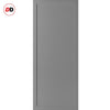 Top Mounted Black Sliding Track & Solid Wood Double Doors - Eco-Urban® Baltimore 1 Panel Doors DD6301 - Mist Grey Premium Primed