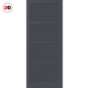 Top Mounted Black Sliding Track & Solid Wood Double Doors - Eco-Urban® Brooklyn 4 Panel Doors DD6307 - Stormy Grey Premium Primed