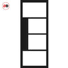 Top Mounted Black Sliding Track & Solid Wood Door - Eco-Urban® Boston 4 Pane Solid Wood Door DD6311G - Clear Glass - Shadow Black Premium Primed