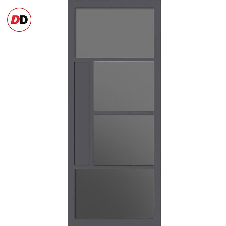 Boston 4 Pane Solid Wood Internal Door UK Made DD6311 - Tinted Glass - Eco-Urban® Stormy Grey Premium Primed