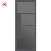 Boston 4 Pane Solid Wood Internal Door Pair UK Made DD6311 - Tinted Glass - Eco-Urban® Stormy Grey Premium Primed