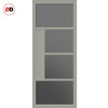 Boston 4 Pane Solid Wood Internal Door Pair UK Made DD6311 - Tinted Glass - Eco-Urban® Mist Grey Premium Primed