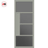 Boston 4 Pane Solid Wood Internal Door UK Made DD6311 - Tinted Glass - Eco-Urban® Mist Grey Premium Primed