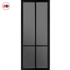 Bronx 4 Pane Solid Wood Internal Door UK Made DD6315 - Tinted Glass - Eco-Urban® Shadow Black Premium Primed