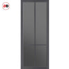 Bronx 4 Pane Solid Wood Internal Door Pair UK Made DD6315 - Tinted Glass - Eco-Urban® Stormy Grey Premium Primed