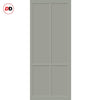 Top Mounted Black Sliding Track & Solid Wood Double Doors - Eco-Urban® Bronx 4 Panel Doors DD6315 - Mist Grey Premium Primed