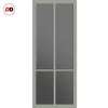 Bronx 4 Pane Solid Wood Internal Door Pair UK Made DD6315 - Tinted Glass - Eco-Urban® Mist Grey Premium Primed