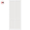 Top Mounted Black Sliding Track & Solid Wood Door - Eco-Urban® Bronx 4 Panel Solid Wood Door DD6315 - Cloud White Premium Primed